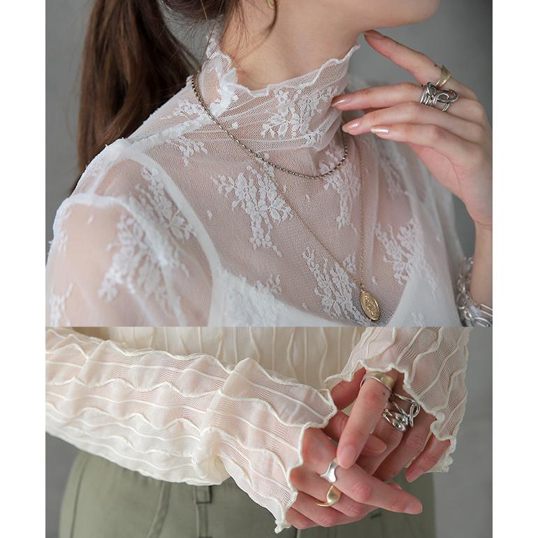 トップス レディース レース レイヤード 重ね着 インナー シアー 透け ブラウス | HUG.U | 16