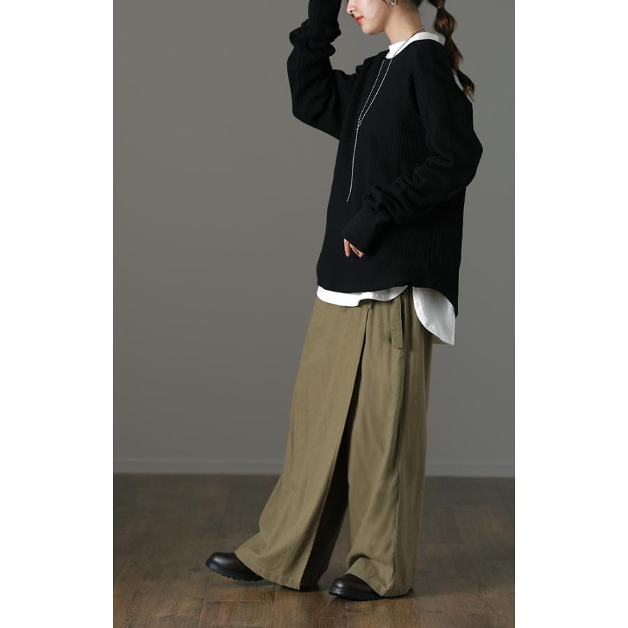 トップス レディース ワッフル トレーナー サーマル カットソー Tシャツ シンプル 長袖 リブ | HUG.U | 12