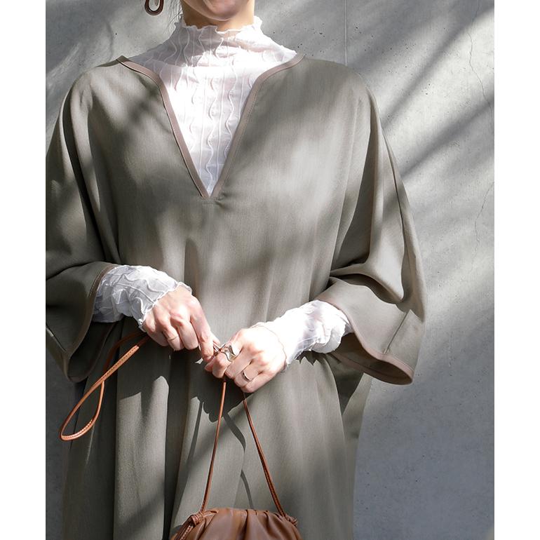 ワンピース レディース 長袖 ワンピ ロング ドルマン ロングワンピース パイピング | HUG.U | 11