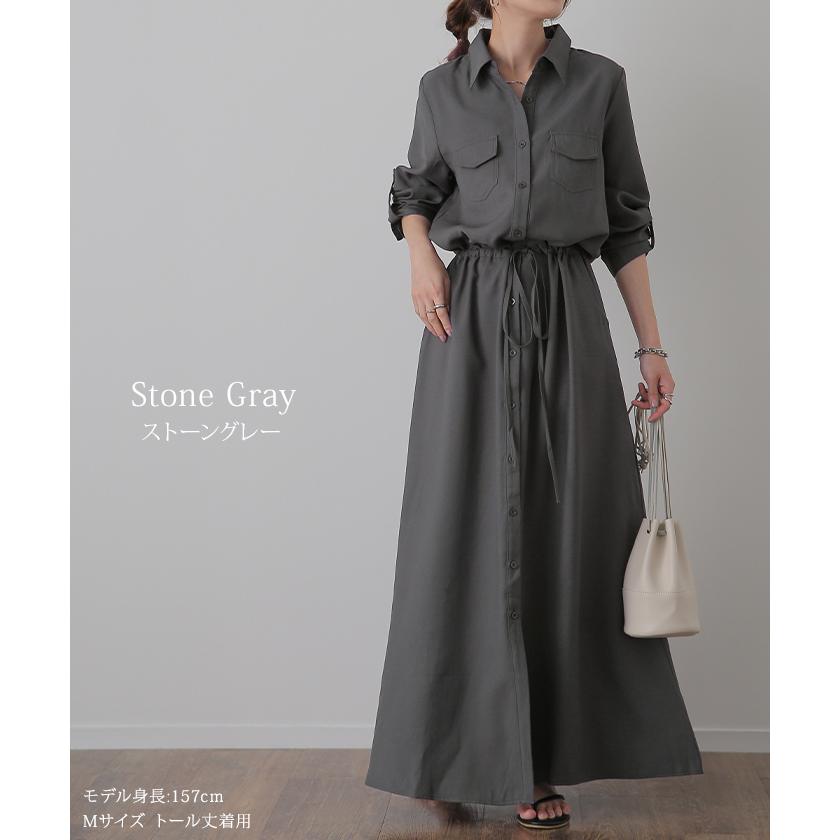 HUG.U ワンピース レディース 長袖 ロングワンピース シャツ