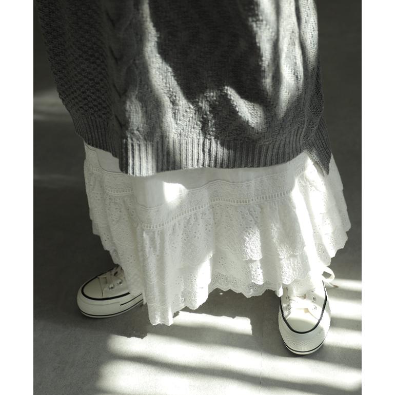 ペチコート ロング レディース スカート 綿 ぺチ レース フリル レイヤード ペチスカート ロングスカート | HUG.U | 19