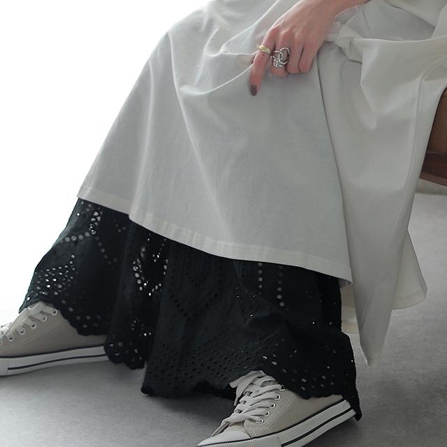 ペチパンツ レディース パンツ ペチコート ボトムス インナー レイヤード 重ね着 レース 綿 コットン ワイドパンツ | HUG.U | 12