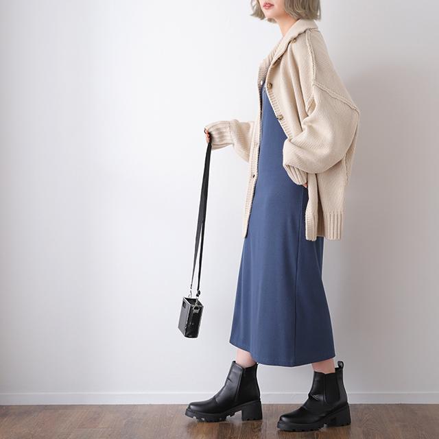 SALE ワンピース ロングワンピース ロング レディース リブ Uネック リブニット アウトレット | HUG.U | 20