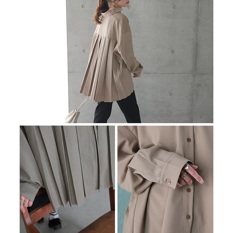 シャツ レディース  プリーツ チュニック 羽織 長袖 きれいめ 大きいサイズ | HUG.U | 15