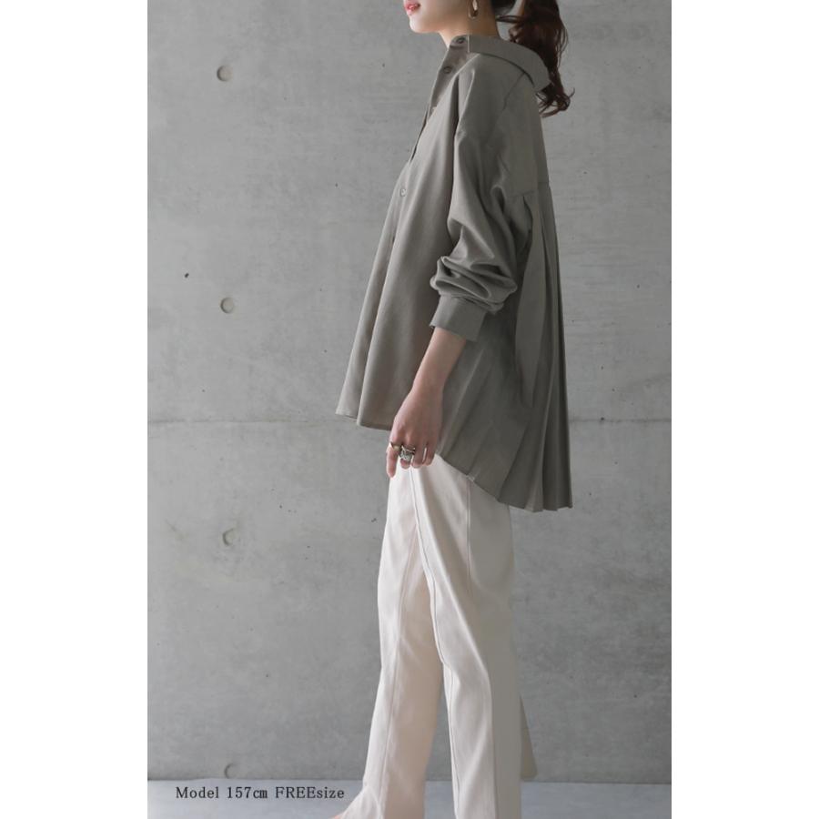 シャツ レディース  プリーツ チュニック 羽織 長袖 きれいめ 大きいサイズ | HUG.U | 08