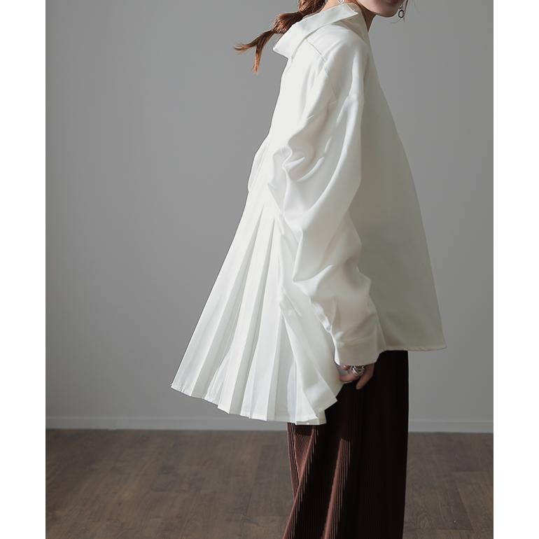 シャツ レディース  プリーツ チュニック 羽織 長袖 きれいめ 大きいサイズ | HUG.U | 09