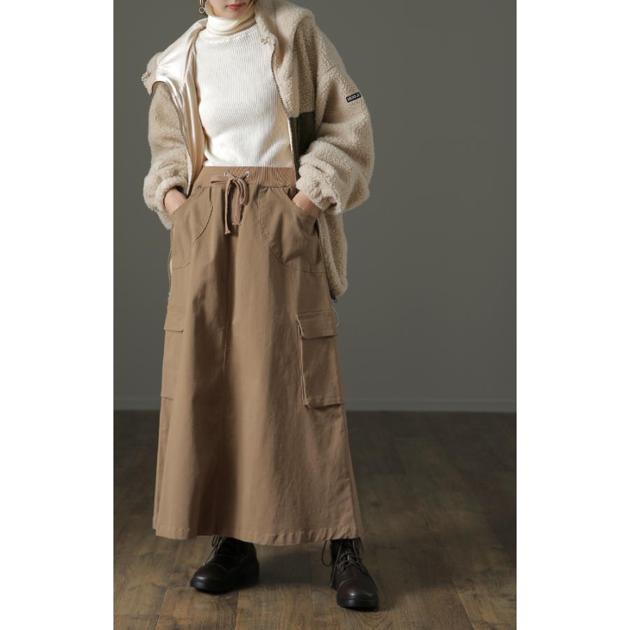 スカート ロング レディース ロングスカート マキシスカート チノ ミリタリー カーゴスカート | HUG.U | 08