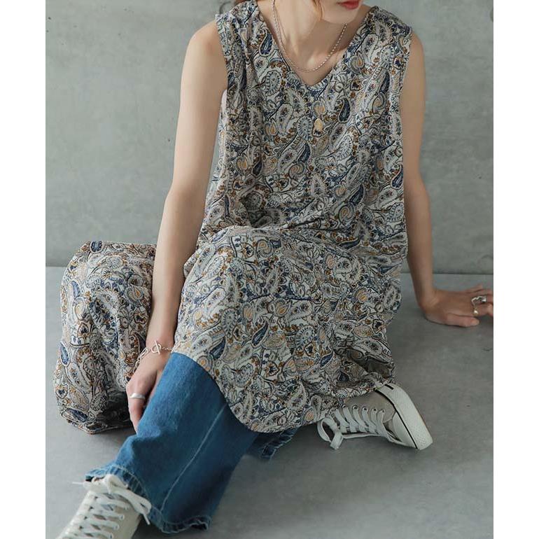 ワンピース ロングワンピース レディース ノースリーブ ペイズリー 総柄 | HUG.U | 15