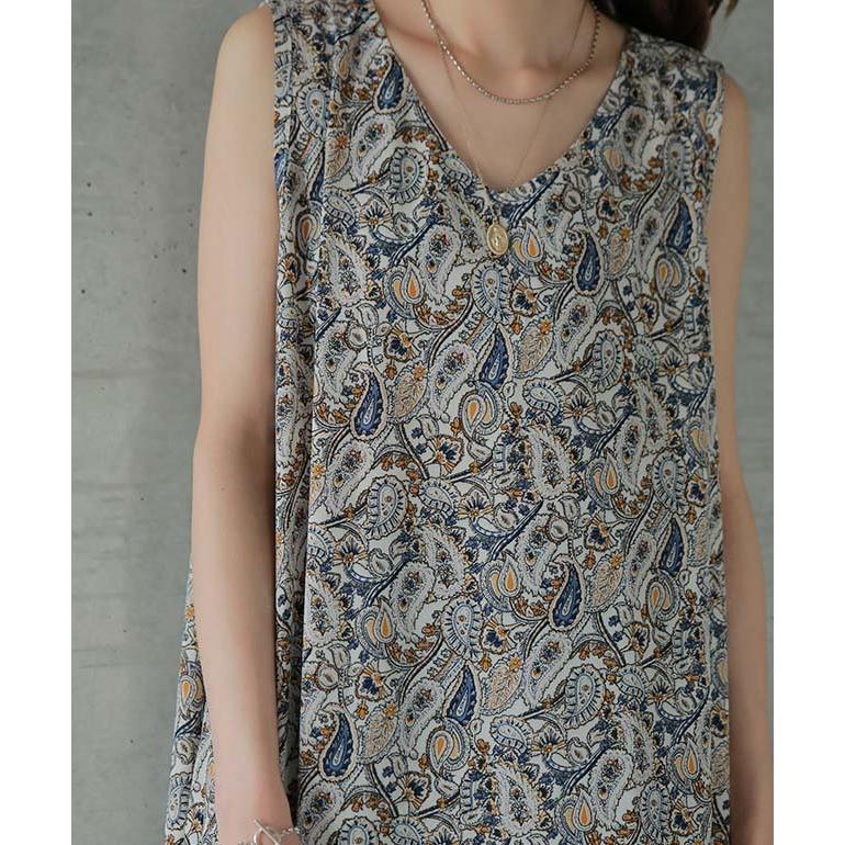 ワンピース ロングワンピース レディース ノースリーブ ペイズリー 総柄 | HUG.U | 19