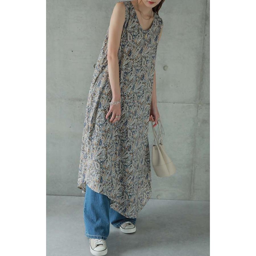 ワンピース ロングワンピース レディース ノースリーブ ペイズリー 総柄 | HUG.U | 21
