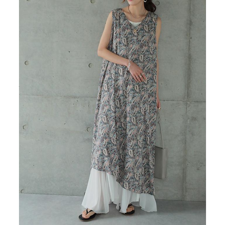 ワンピース ロングワンピース レディース ノースリーブ ペイズリー 総柄 | HUG.U | 07