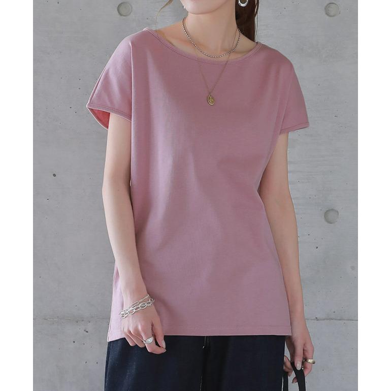 Tシャツ レディース フレンチスリーブ トップス フレンチ 半袖 無地 黒 白 綿 | HUG.U | 12