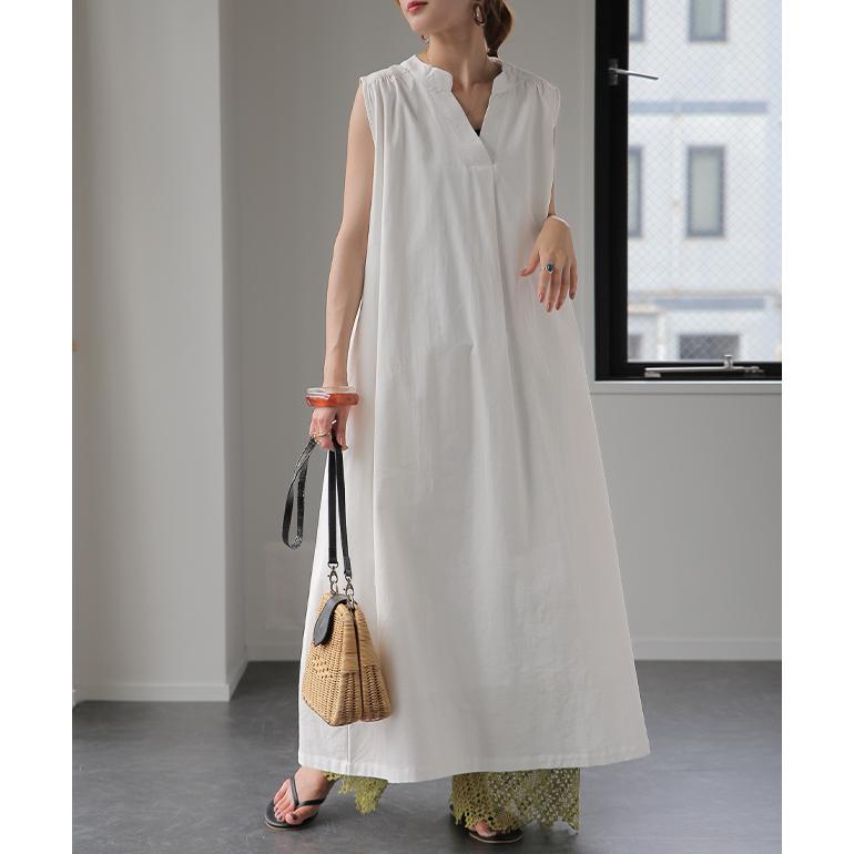 ワンピース レディース ロング 黒 ワンピ マキシ ノースリーブ Vネック | HUG.U | 08