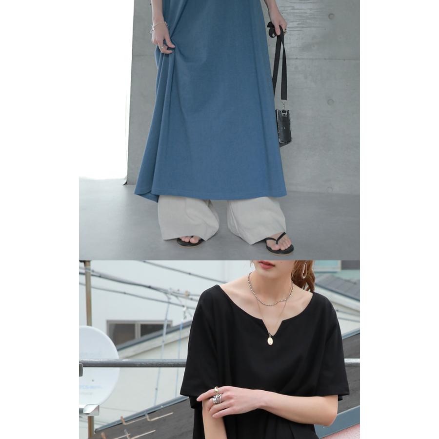 ワンピース レディース ロングワンピース 半袖 Tシャツワンピ 黒 白 | HUG.U | 14