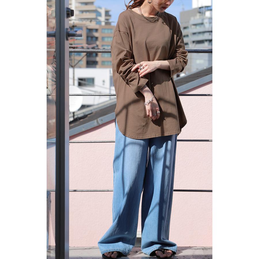 ロンT  レディース カットソー トップス ロングTシャツ Uネック スリット | HUG.U | 07