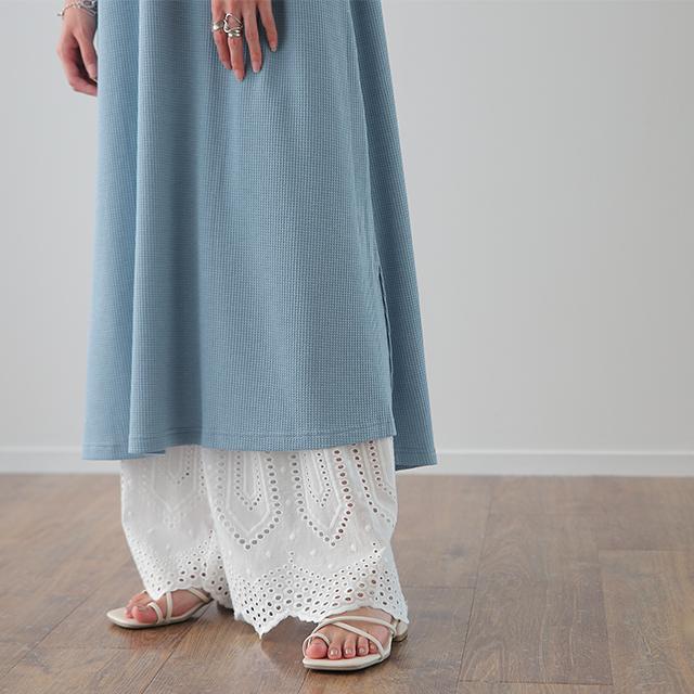 ワンピース レディース ロングワンピース キーネック ノースリーブ ワッフル | HUG.U | 22