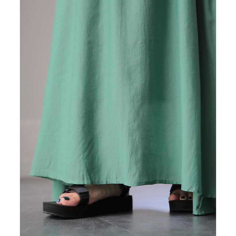 スカート ロング カラー ロングスカート 無地 フレア ドレープ ボトムス マキシ Aライン ゴム レディース | HUG.U | 13