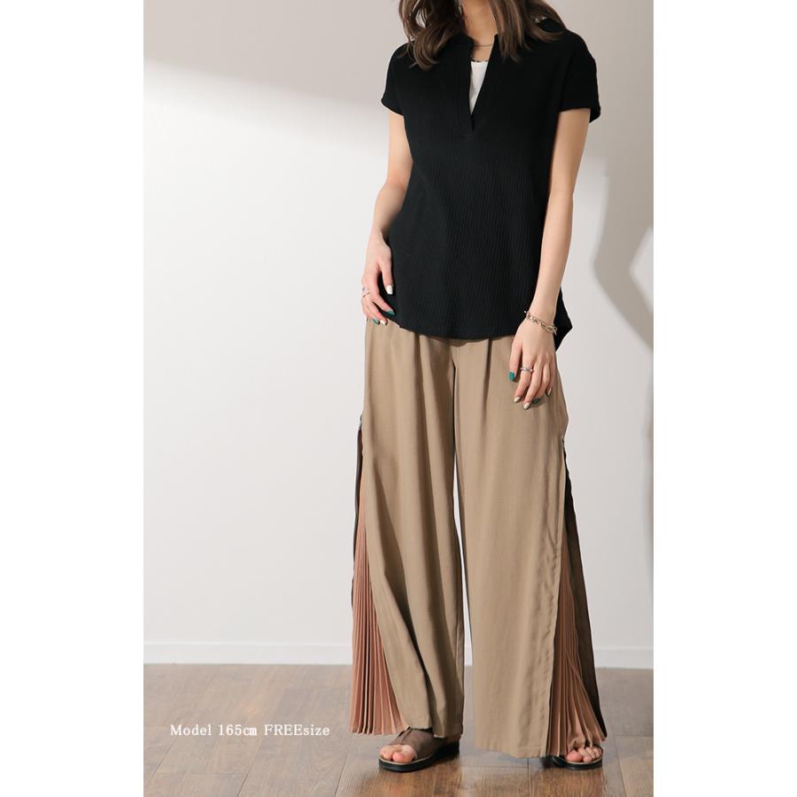 トップス カットソー レディース フレンチスリーブ Tシャツ ワッフル サーマル | HUG.U | 14