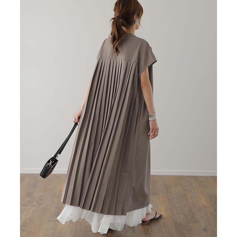 ワンピース レディース ロング シャツワンピース ロングワンピース 黒 半袖 | HUG.U | 08