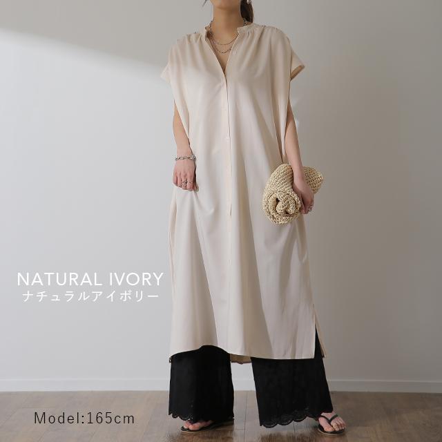 ワンピース レディース ロング シャツワンピース ロングワンピース 黒 半袖 | HUG.U | 12