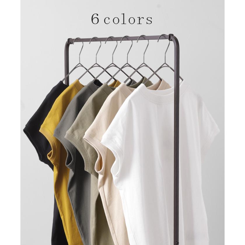 Tシャツ レディーストップス フレンチスリーブ モックネック 半袖 無地 黒 白 | HUG.U | 14