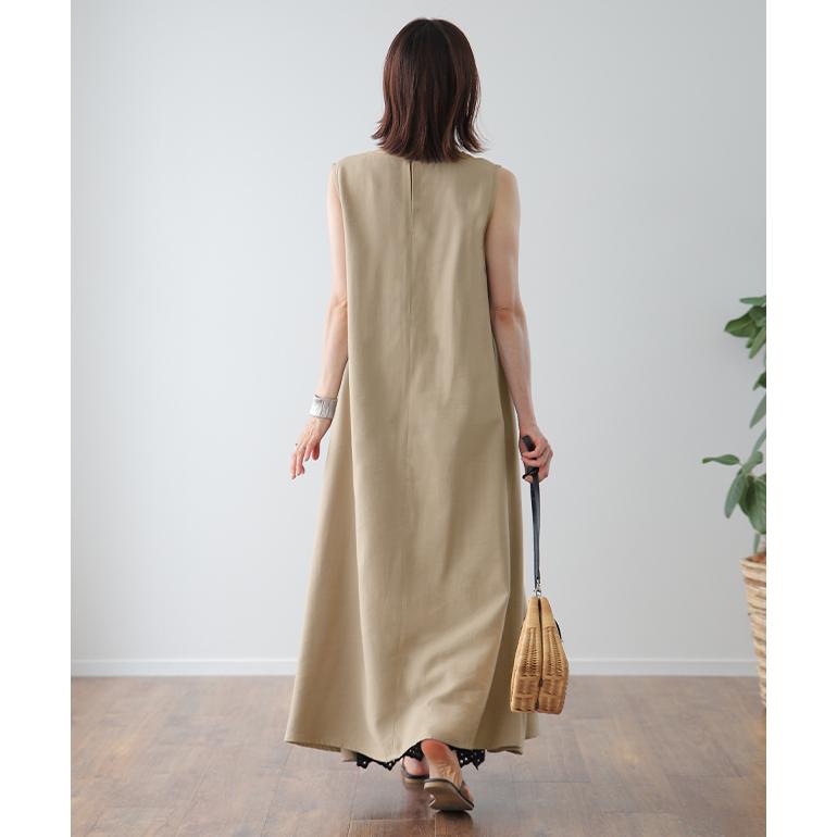 ユニバーサルティシュ　ブラックノースリーブロングワンピース ロングベルベットノースリーブワンピース | ファッション通販