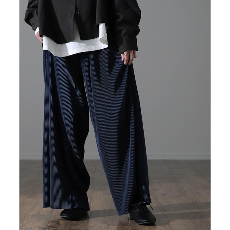 パンツ 切れるパンツ リブパンツ レディース ワイド セルフカット プリーツ パンツ リブ 裾 | HUG.U | 10