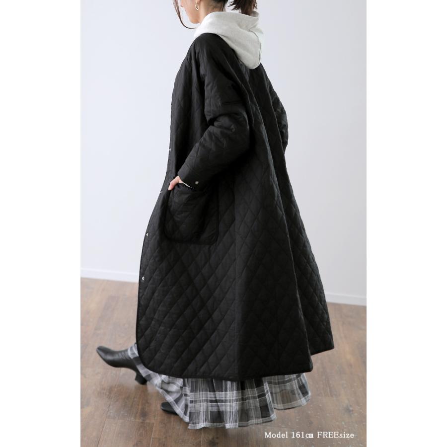アウター ロングコート キルティング ロング丈アウター レディース 中綿 コート 大人MUSE | HUG.U | 18