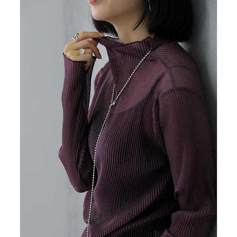 トップス シアーインナー 長袖 タートルネック シアー インナー ラメ ハイネック 重ね着 きれいめ | HUG.U | 20