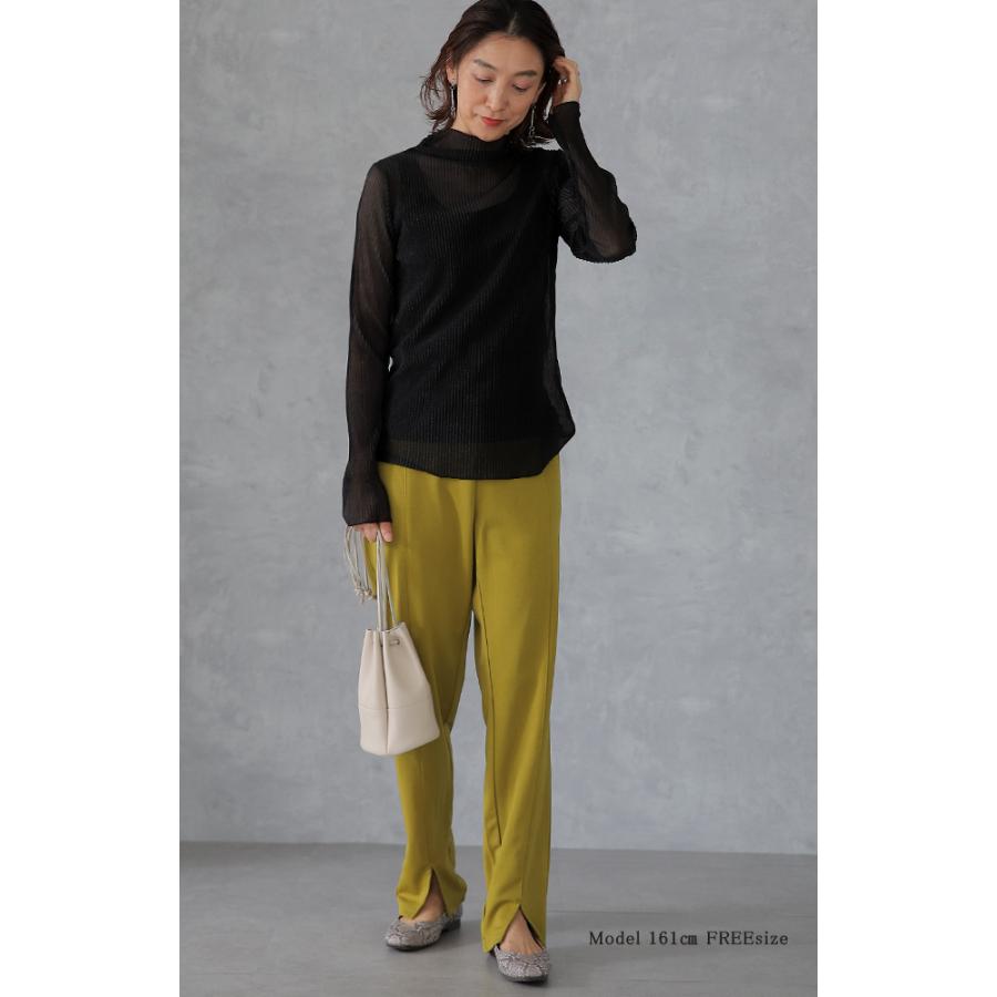 タートルネック 透け トップス ラメ ハイネック 長袖 きれいめ 大人MUSE | HUG.U | 14