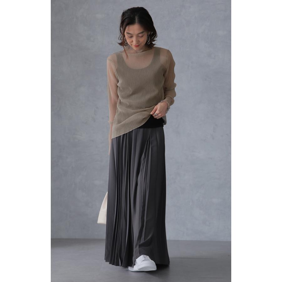 タートルネック 透け トップス ラメ ハイネック 長袖 きれいめ 大人MUSE | HUG.U | 22