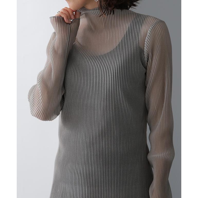 タートルネック 透け トップス ラメ ハイネック 長袖 きれいめ 大人MUSE | HUG.U | 08