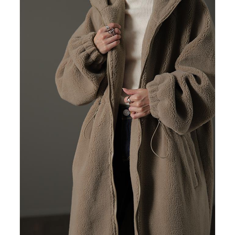 ボアコート ロング アウター ロングコート フード レディース ロングアウター ボアパーカー OUTER2410 | HUG.U | 17