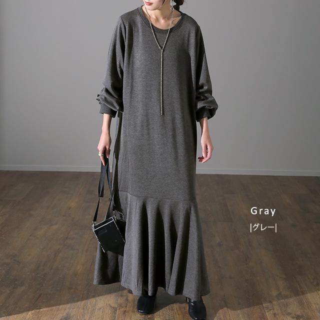 HUG.U ワンピース レディース マーメイド 長袖 ワンピ 黒 ロング