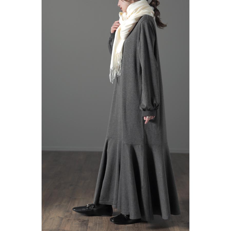 ワンピース レディース マーメイド 長袖 ワンピ 黒 ロングワンピース Aライン ロング | HUG.U | 19