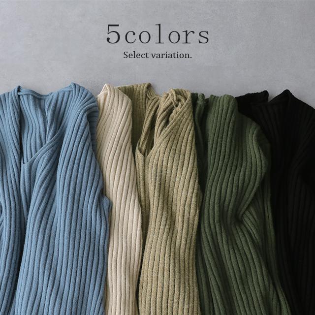 ニット レディース Vネック トップス セーター 黒 無地 長袖 リブ ドロップショルダー | HUG.U | 11