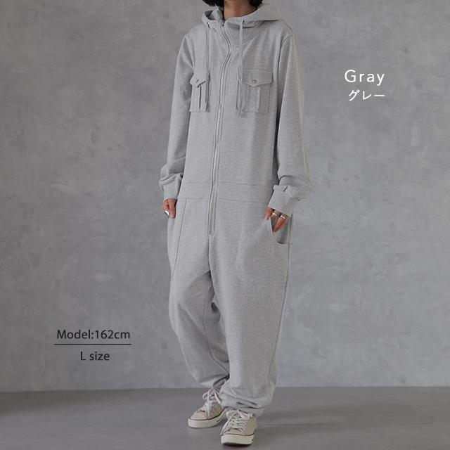 オールインワン レディース つなぎ サロペ パーカー スウェット 部屋着 | HUG.U | 12