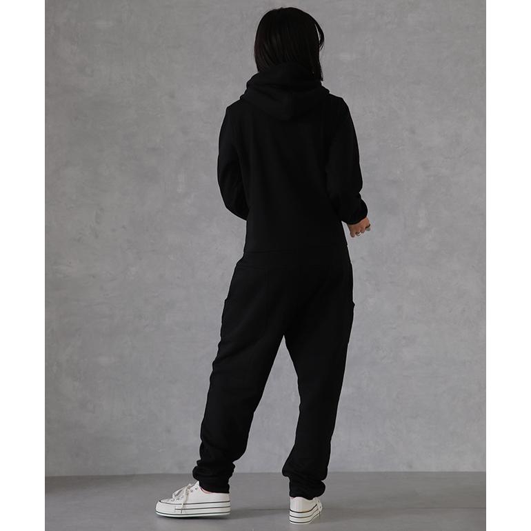 オールインワン つなぎ パンツ ワイド おでかけ 部屋着 ブラック XL