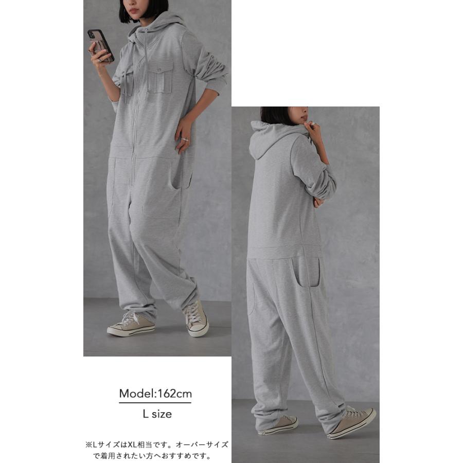オールインワン レディース つなぎ サロペ パーカー スウェット 部屋着 | HUG.U | 19