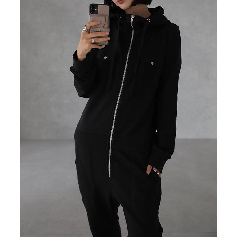 オールインワン レディース つなぎ サロペ パーカー スウェット 部屋着 | HUG.U | 21