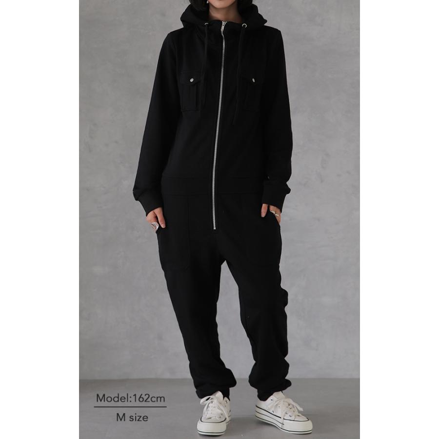 オールインワン レディース つなぎ サロペ パーカー スウェット 部屋着 | HUG.U | 04