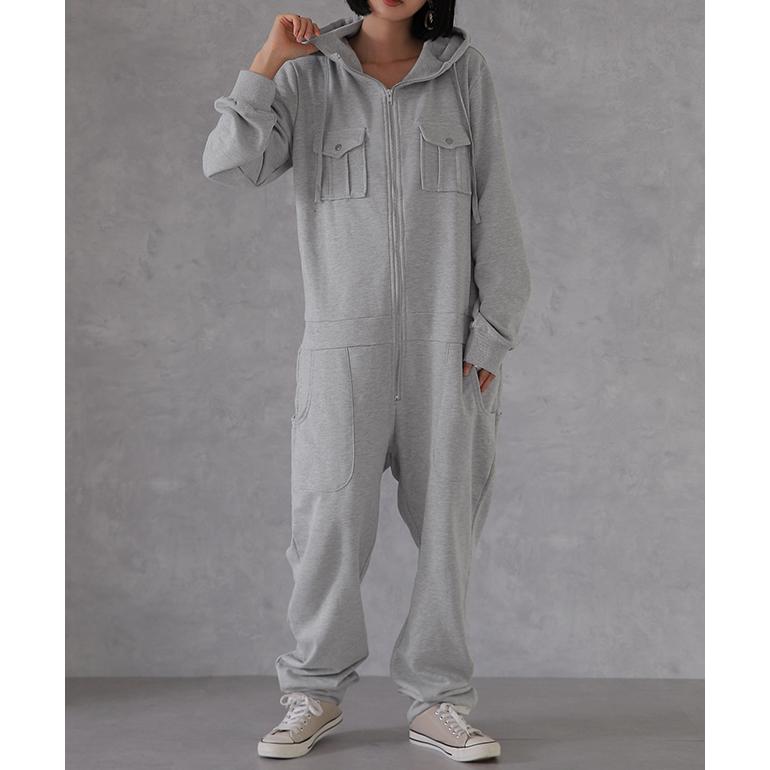 オールインワン レディース つなぎ サロペ パーカー スウェット 部屋着 | HUG.U | 06