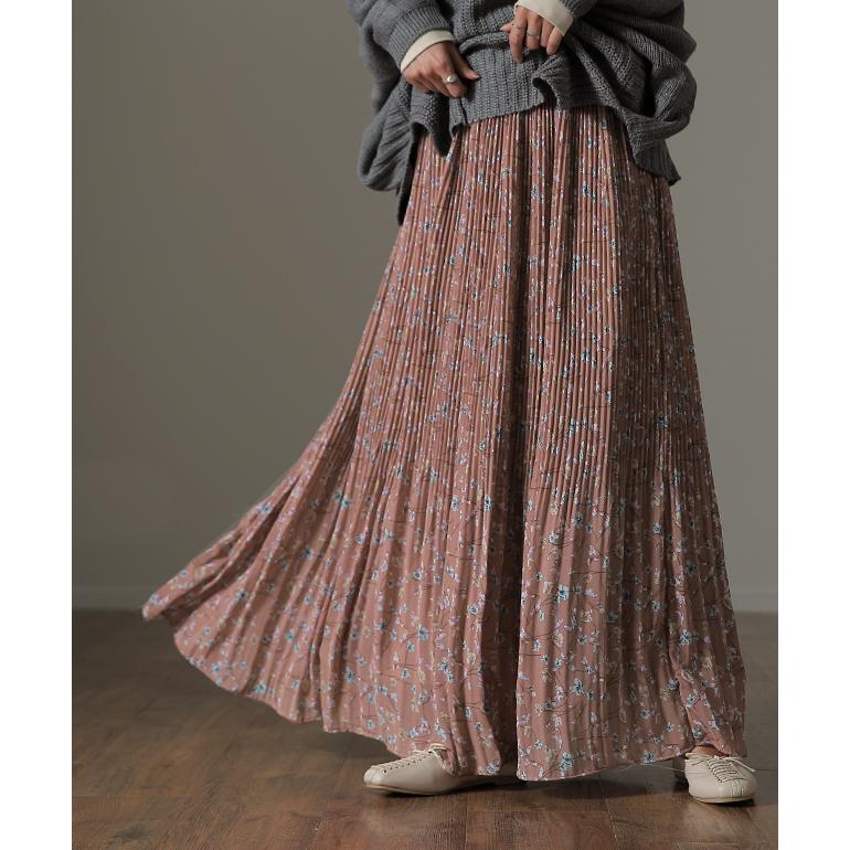 スカート 裏起毛 ロング  レディース ロングスカート プリーツ チェック シフォン 2411sl | HUG.U | 12