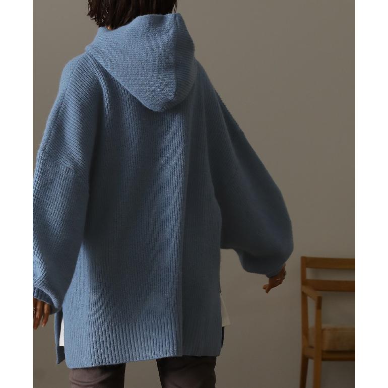 ニット パーカー トップス プルオーバー レディース フーディ スリット セーター | HUG.U | 22