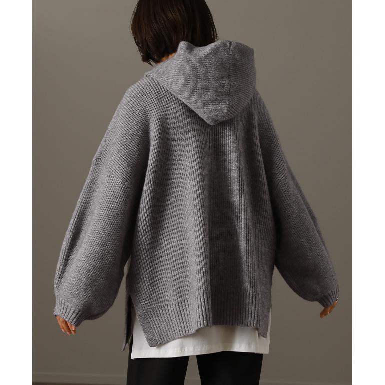 ニット パーカー トップス プルオーバー レディース フーディ スリット セーター | HUG.U | 09