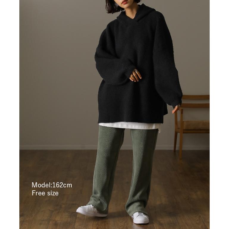 ニット パーカー トップス プルオーバー レディース フーディ スリット セーター | HUG.U | 10