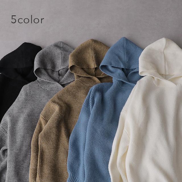 ニット パーカー トップス プルオーバー レディース フーディ スリット セーター | HUG.U | 11