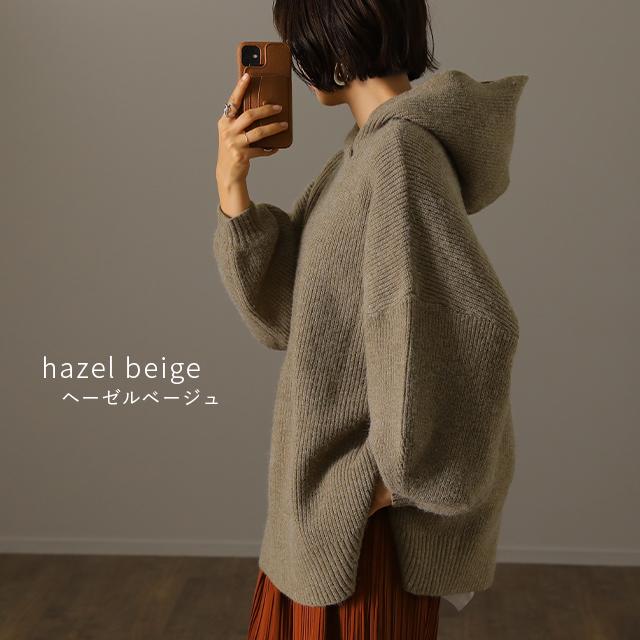 ニット パーカー トップス プルオーバー レディース フーディ スリット セーター | HUG.U | 13