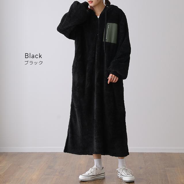 ワンピース ロング 長袖 レディース 着る毛布 ボア ロングワンピース パーカーワンピ | HUG.U | 12