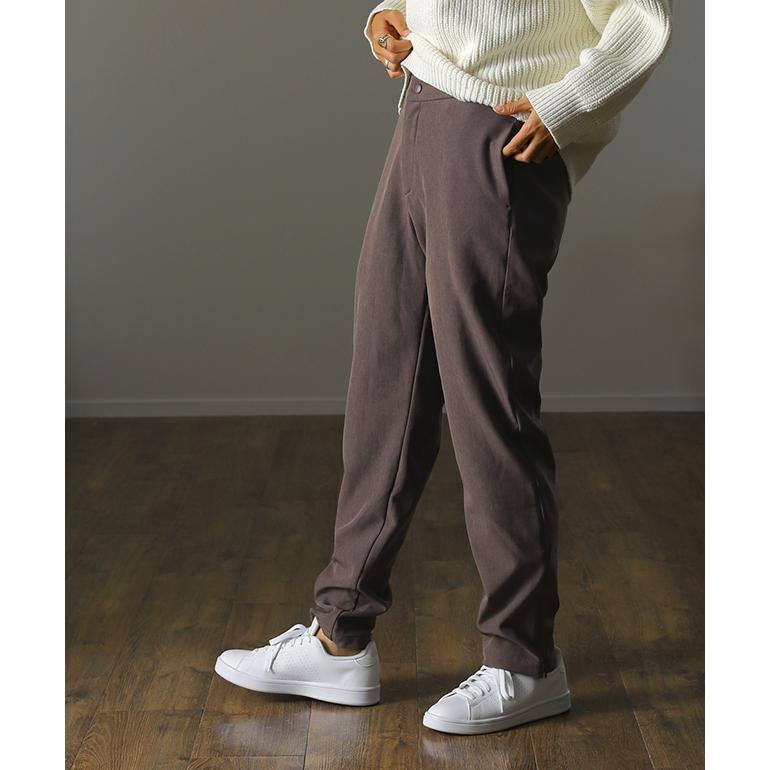 パンツ 裏起毛 ボトムス レディース ロング ゴム テーパード スリット 裏ボア | HUG.U | 24